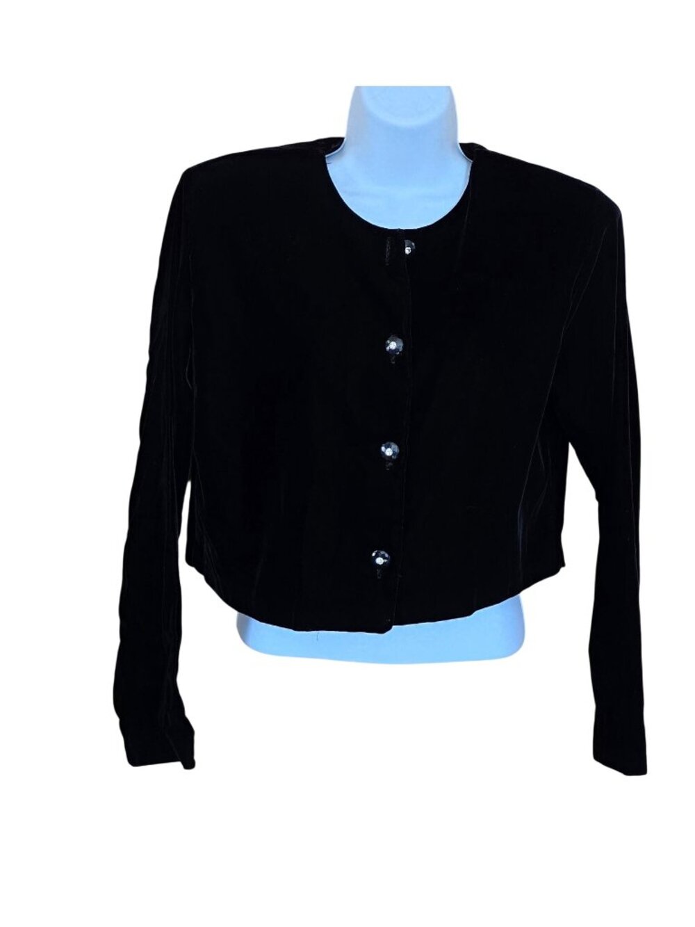 Black Velvet Cardigan Button-Front Elegant  old money date night vintage
